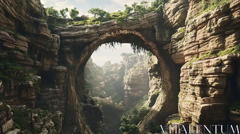 Scenic Canyon with Natural Rock Arch AI Image