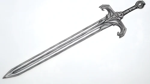 Monochrome Sword Drawing