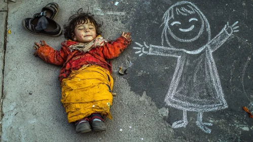 Innocence: Child and Chalk Drawing