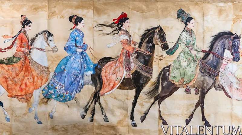 Vintage Horse Riding Ladies AI Image