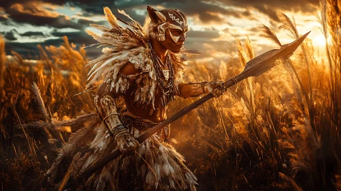 Feathered Warrior at Sunset