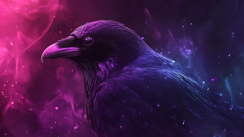 Raven in Purple and Neon Lights