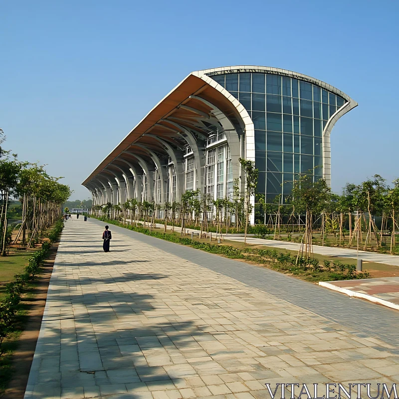 Contemporary Building with Curved Roof AI Image