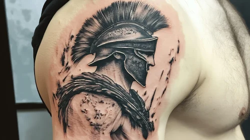 Black Ink Spartan Tattoo Art