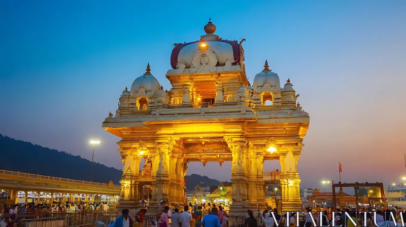 Temple Entrance at Sunset AI Image