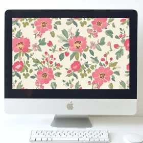 Botanical Desktop Wallpaper Featuring Pink Flowers