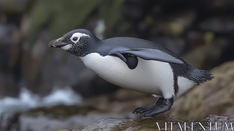 AI ART Leaping Penguin Wildlife Photo