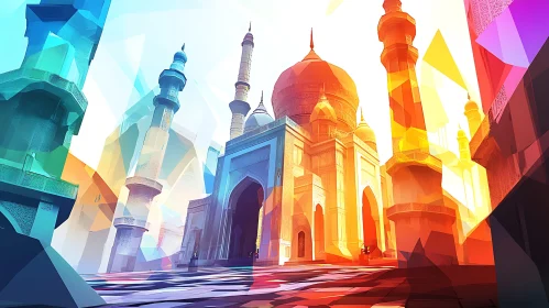 Abstract Mosque with Geometric Shapes