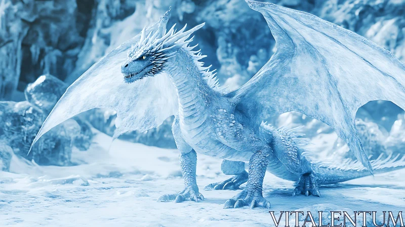 AI ART Frozen Dragon in Winter Landscape