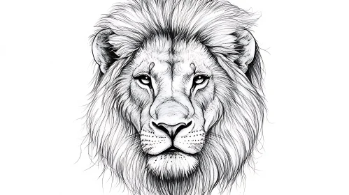 Lion Monochrome Drawing