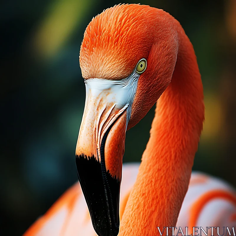 Flamingo Close-Up: Orange Plumage Detail AI Image