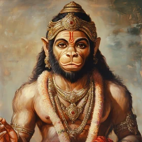 Ornate Deity Portrait of Hanuman