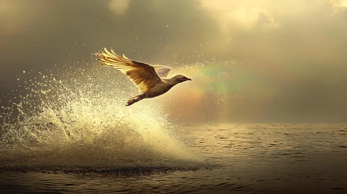 Bird Flying Above the Water
