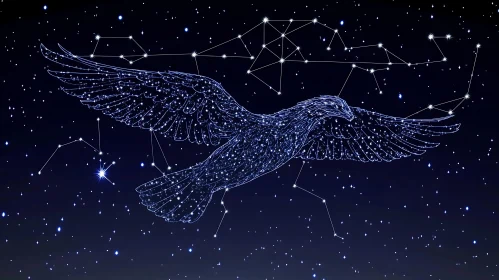 Celestial Eagle Soaring Through Starry Night