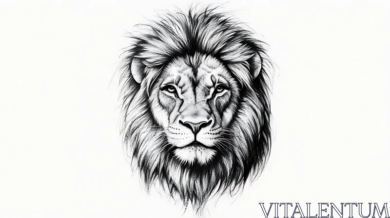 AI ART Monochrome Lion Portrait