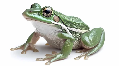 Green Frog on White Background