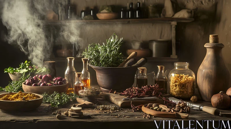 Natural Ingredients Still Life AI Image