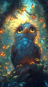 Magical Owl in Glowing Forest