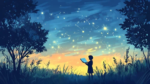 Starlit Reader: A Child's Night Sky