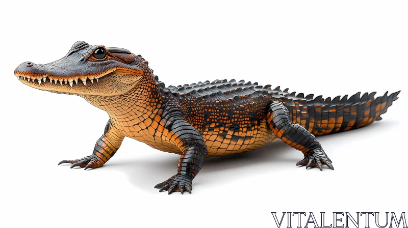 Alligator Illustration in Black and Orange AI Image