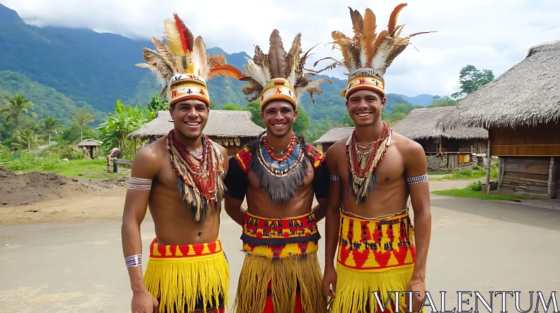 Cultural Pride: Men in Traditional Dress AI Image