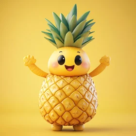 Smiling Pineapple Cartoon Illustration