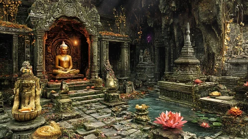 Golden Buddha Statue in Old Temple