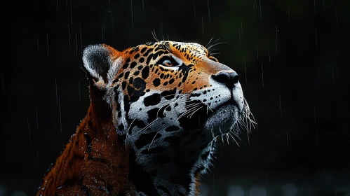 Jaguar Portrait in Rainfall