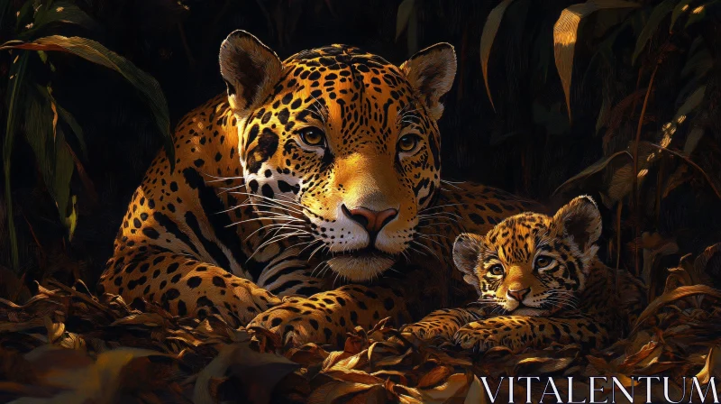 Jaguar Family in the Wild AI Image