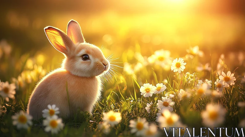 AI ART Bunny in a Sunlit Meadow