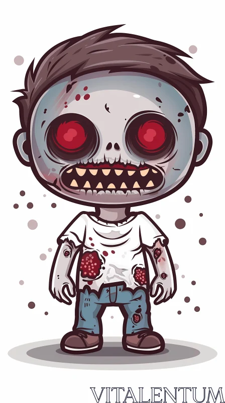 AI ART Cartoon Zombie Boy Illustration