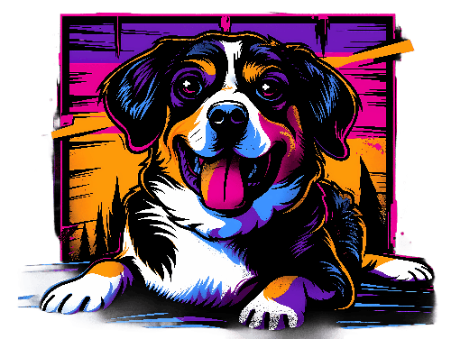 Colorful Dog Illustration with Joyful Expression