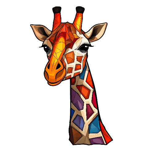 POD Design Colorful Geometric Giraffe T-Shirt Design