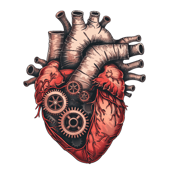 Anatomical Gear Heart Illustration