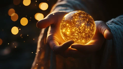 Hand Holding a Glowing Sphere