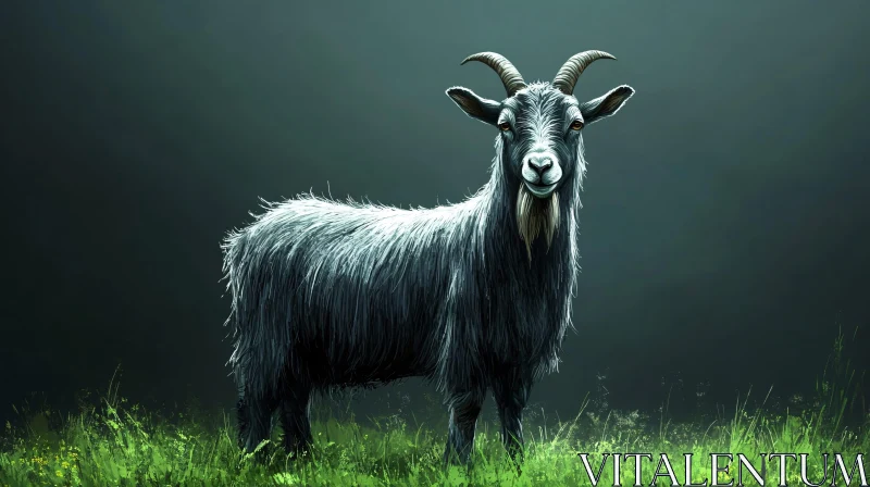 Elegant Goat in Natural Setting AI Image