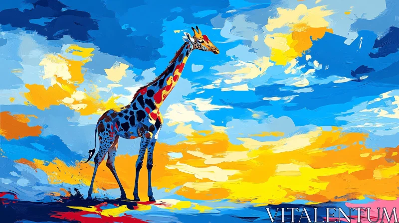 Colorful Abstract Giraffe Art AI Image