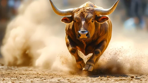 Charging Bull in Motion