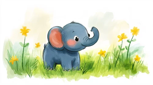 Adorable Cartoon Elephant Illustration