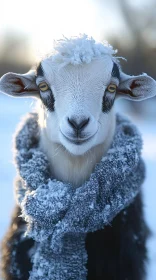 Goat with Snow and Scarf