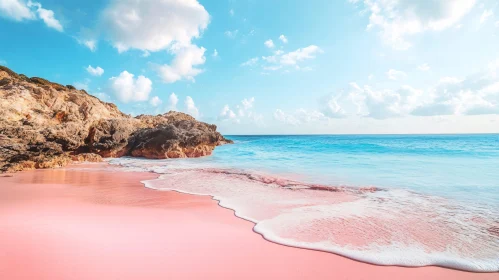 Stunning Coastal Landscape with Pink Beach and Clear Sky