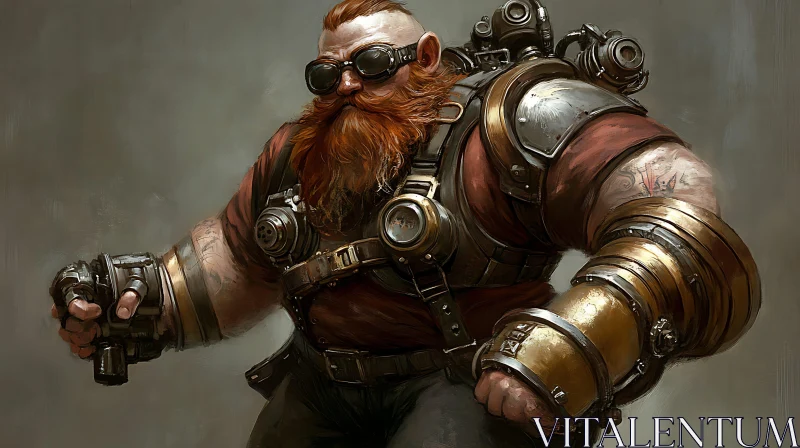 AI ART Mechanical Dwarf with Goggles