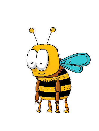 POD Design Friendly Cartoon Bee with Blue Wings and Green Background