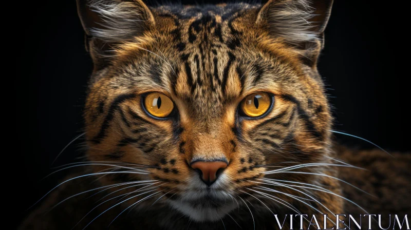 Leopard Cat Chiaroscuro Portraiture in Amber Tones AI Image