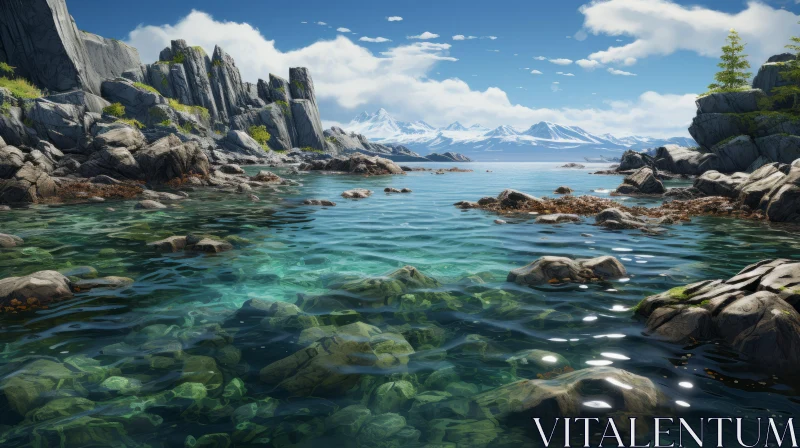 Serene Oceanic Vistas: A Tranquil Escape in Realist Detail AI Image