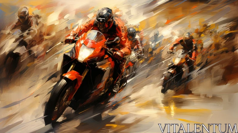 Thrilling Motorcycle Race - An Artistic Endurance Art Masterpiece AI Image