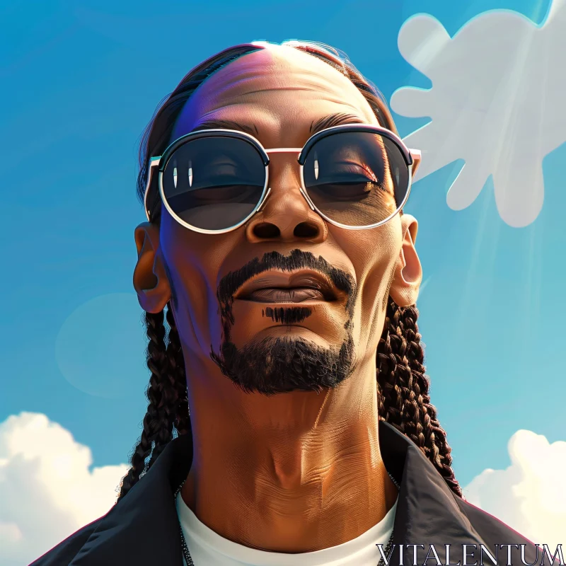 AI ART Snoop Dogg in Stylish Sunglasses with Blue Sky