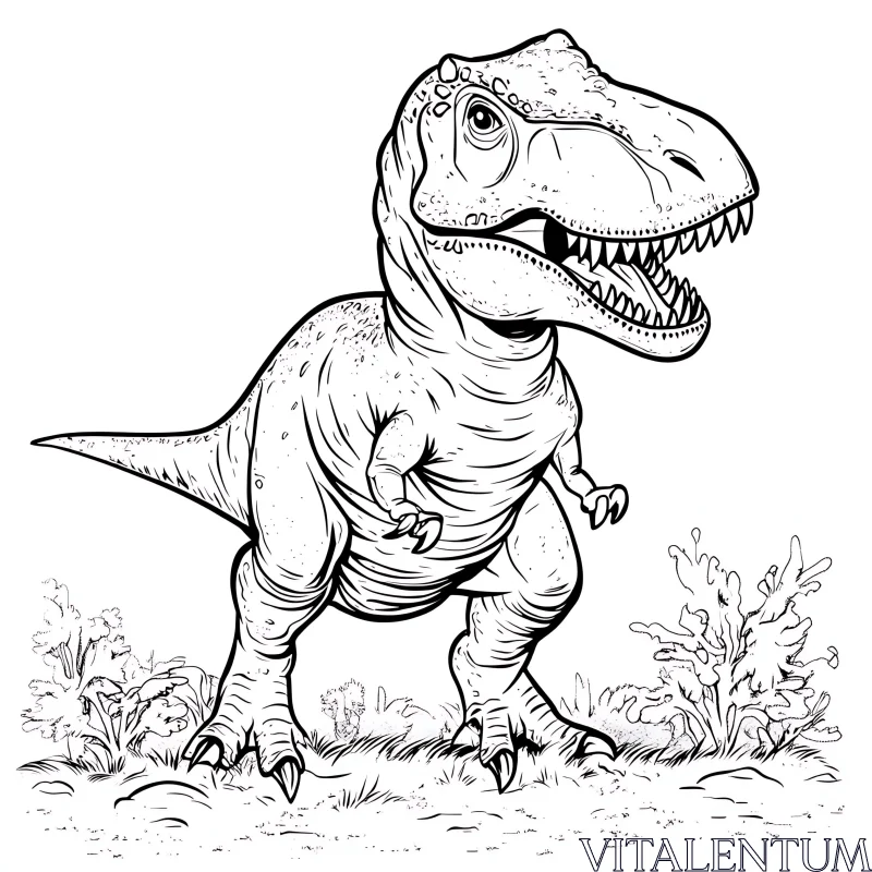 Detailed Prehistoric T-rex Drawing AI Image