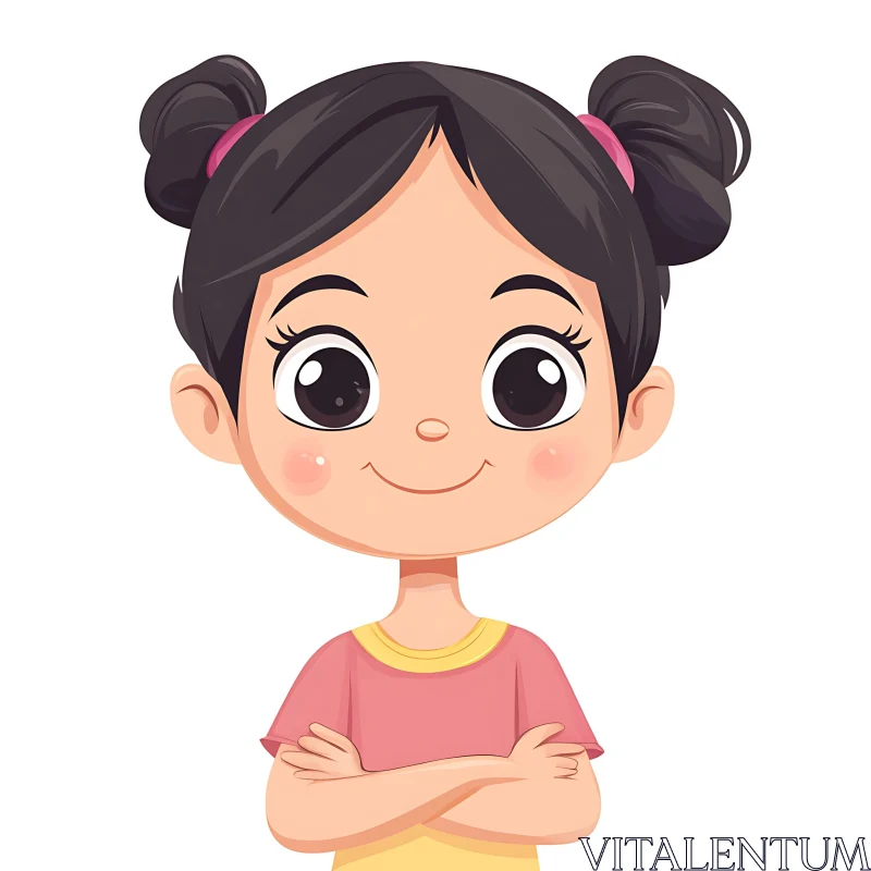 AI ART Illustration of a Cheerful Cartoon Girl