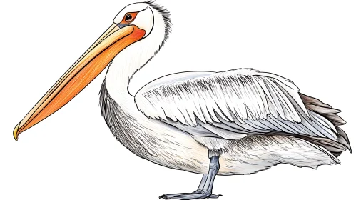 White Pelican with Orange Beak Artwork